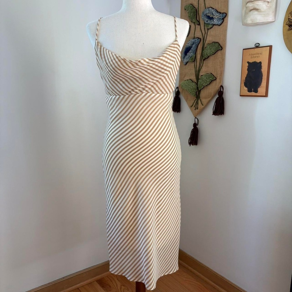 Preppy Beige Striped Dress